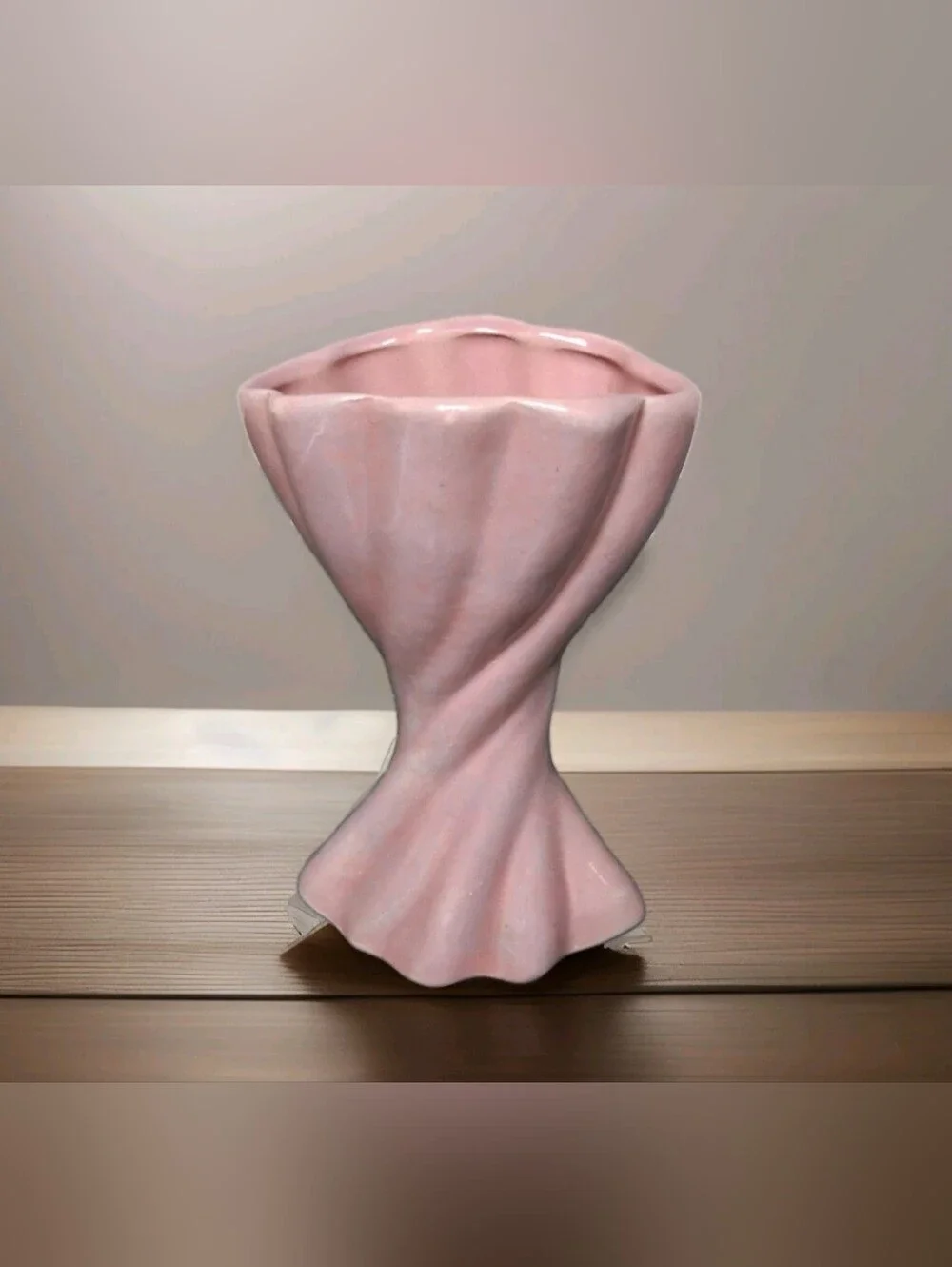 Vintage Gonder USA Pottery Vase Glossy Pink B-64